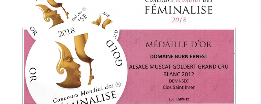 Médaille d'Or pour le Muscat Clos Saint-Imer 2012