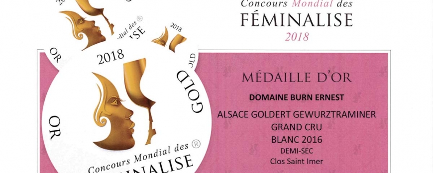 Médaille d'Or pour le Gewurztraminer Clos Saint-Imer 2016